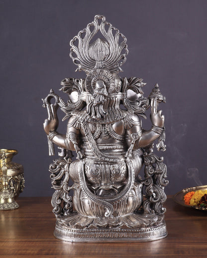 Pure Superfine Brass Lord Ganesha Unique Statue 14 inch silver plated