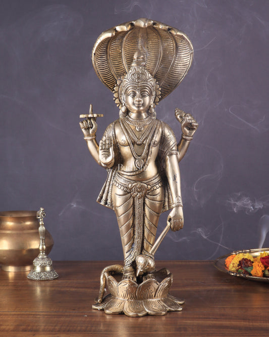 Brass Vishnu with sheshanaag standing statue 17 inch