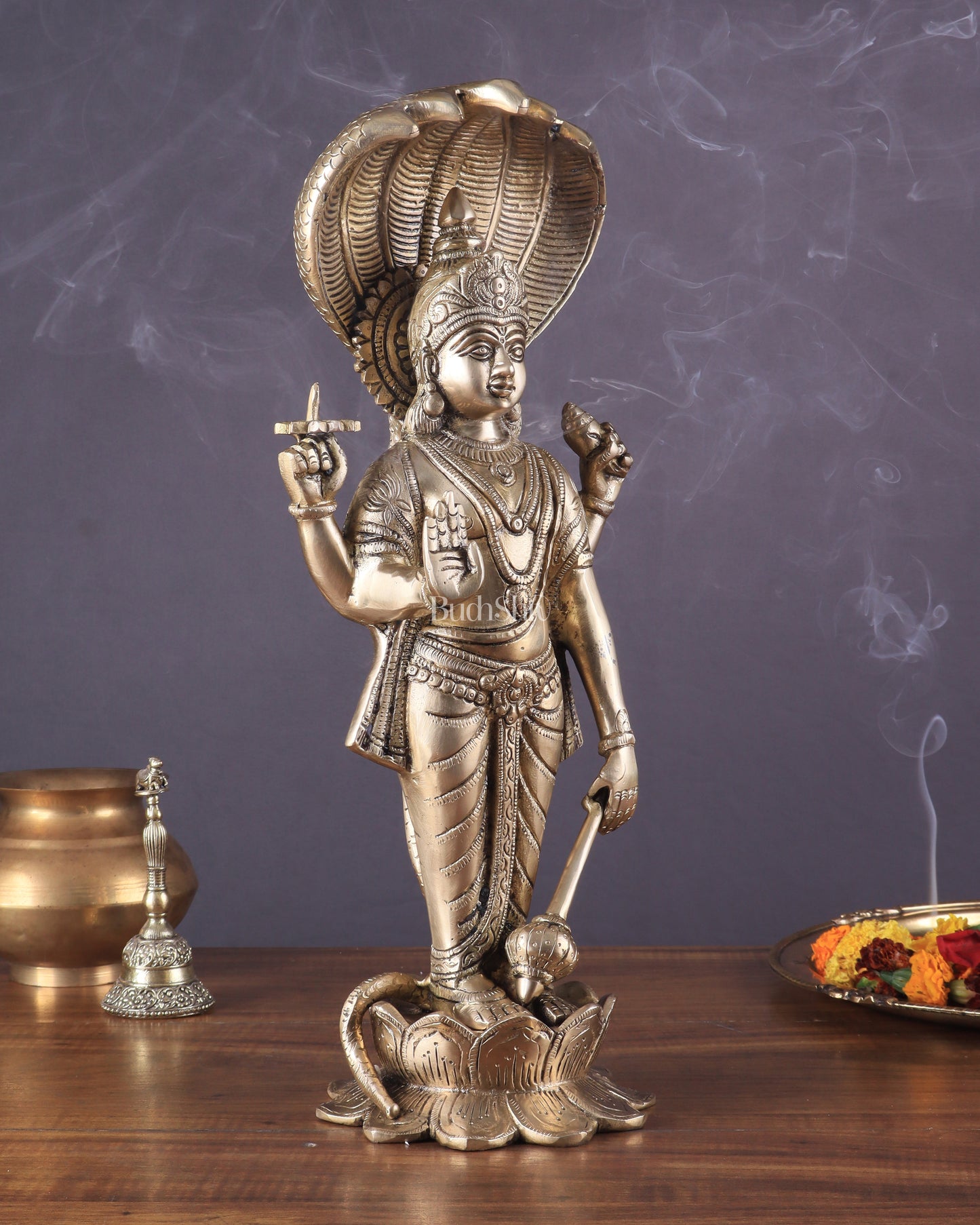 Brass Vishnu with sheshanaag standing statue 17 inch