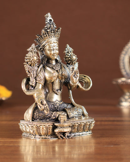 Pure Brass Superfine Tibetan Green Tara Idol 4.5"