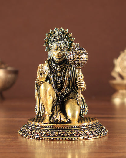 Pure Brass Superfine Lord Hanuman Idol golden tone