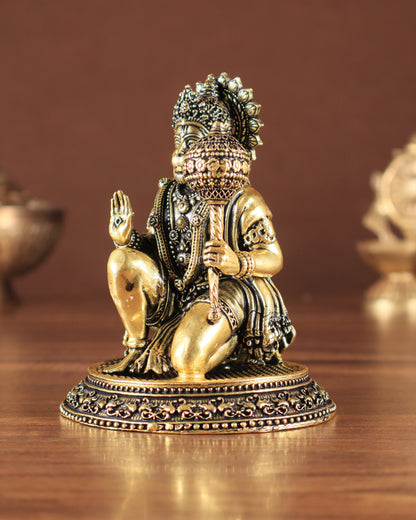 Pure Brass Superfine Lord Hanuman Idol golden tone