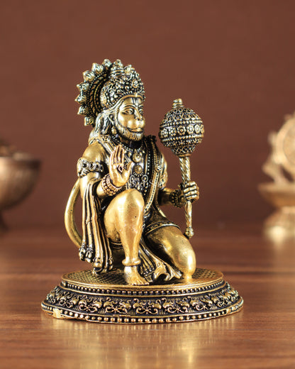 Pure Brass Superfine Lord Hanuman Idol golden tone