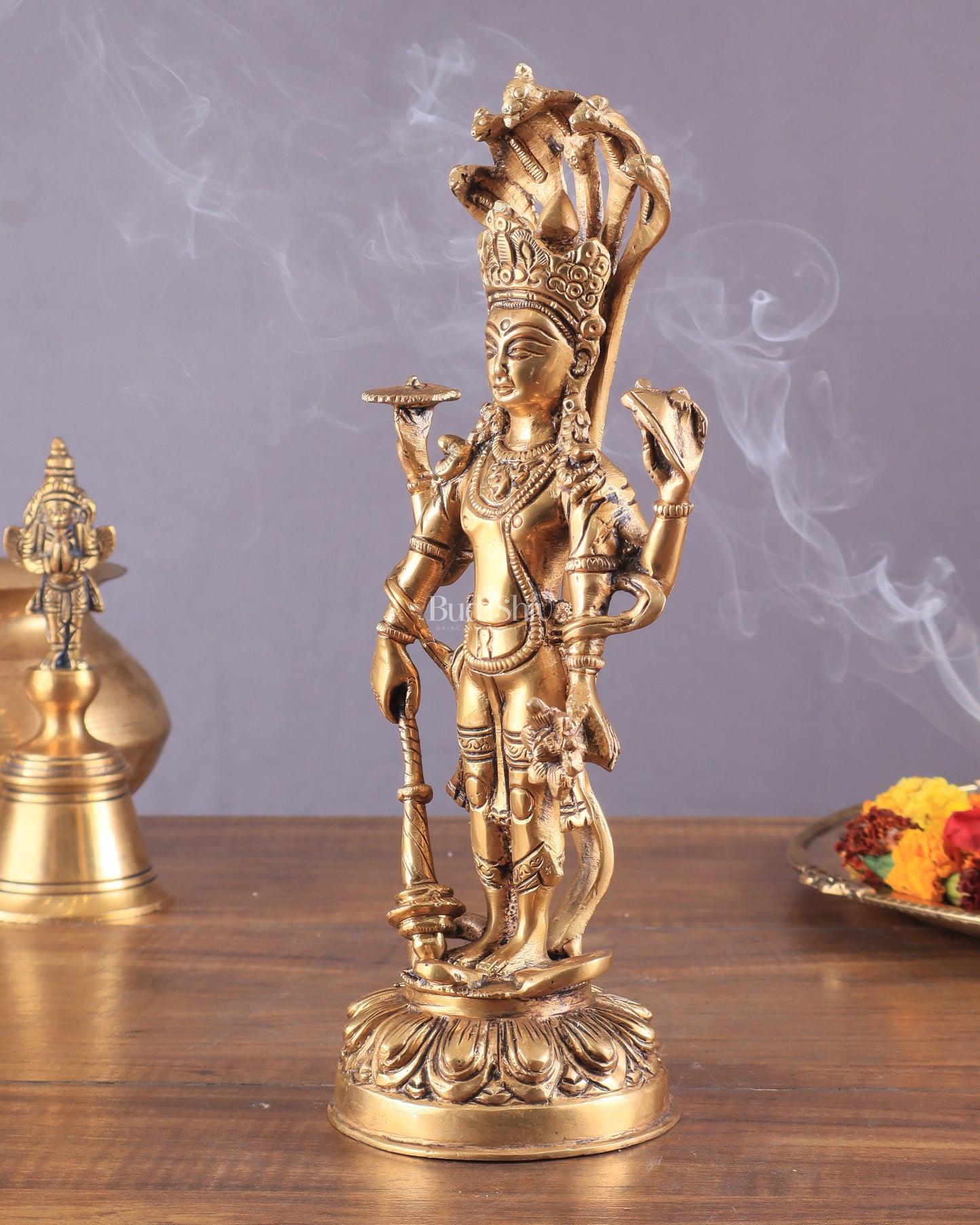 Pure Brass Resting Ganesha Statue 12"