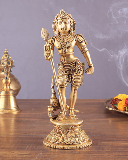 Pure Brass Lord Murugan Swamy Statue 10"