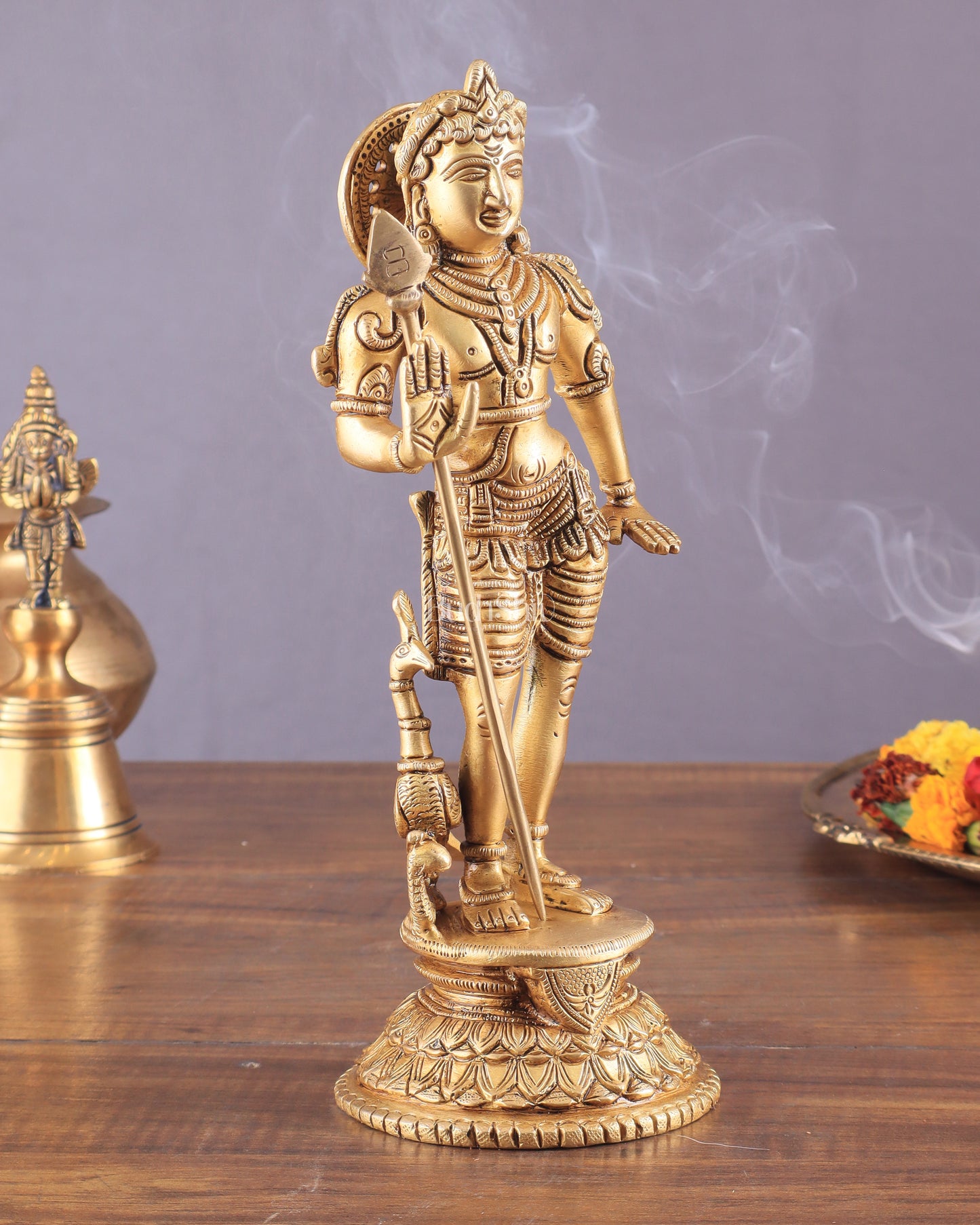 Pure Brass Lord Murugan Swamy Statue 10"