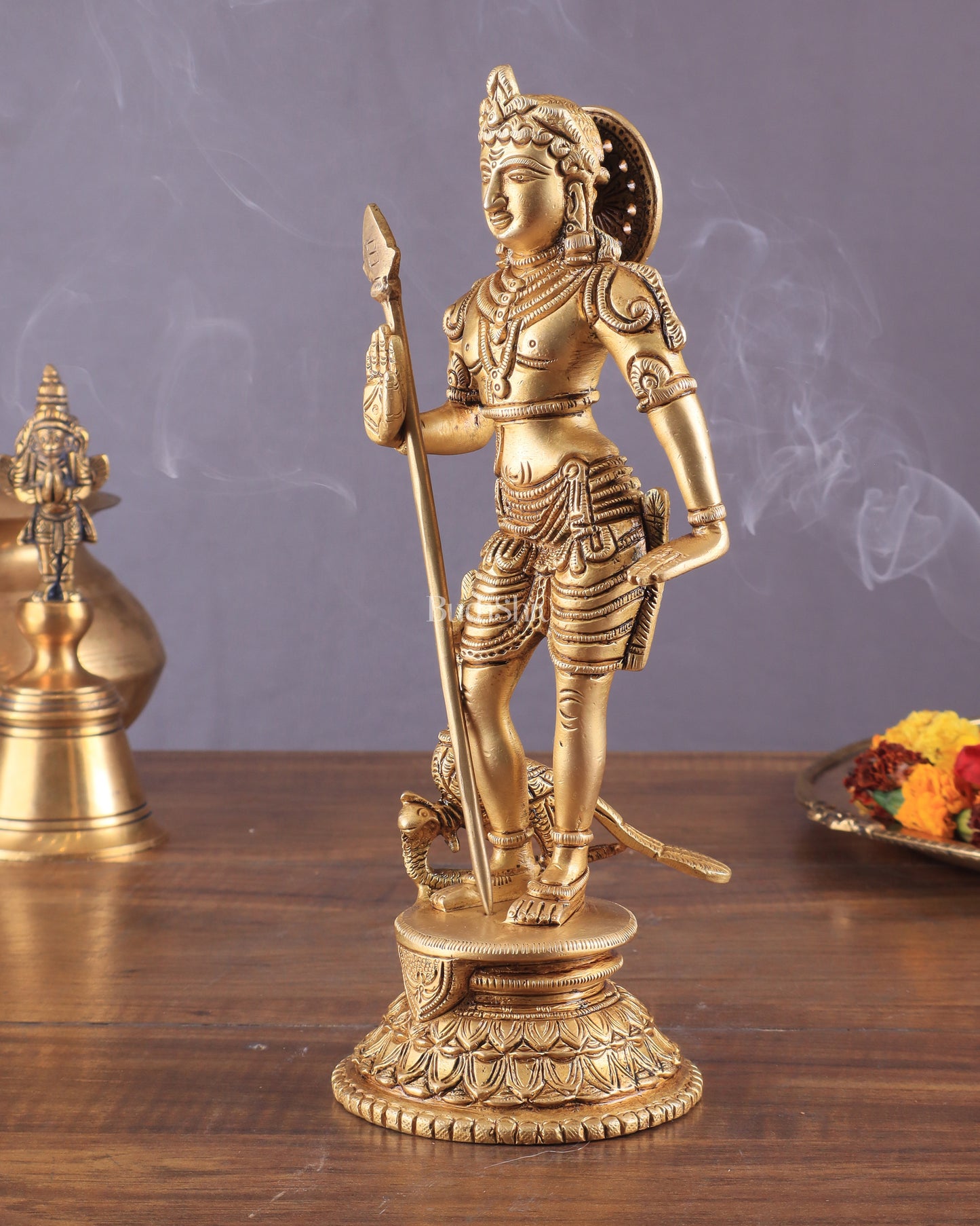 Pure Brass Lord Murugan Swamy Statue 10"