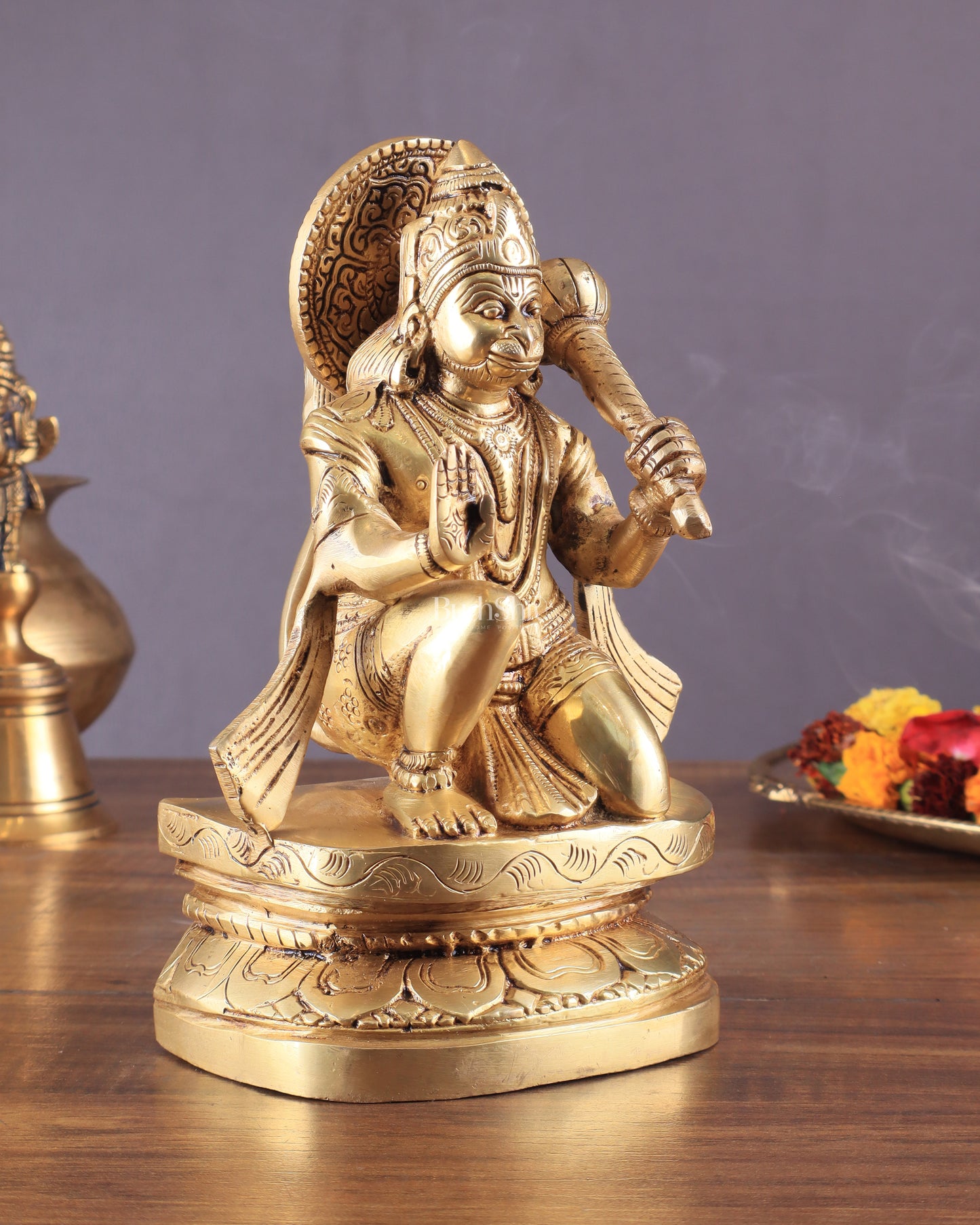 Pure Brass Blessing Hanuman Idol - 8" Enhanced