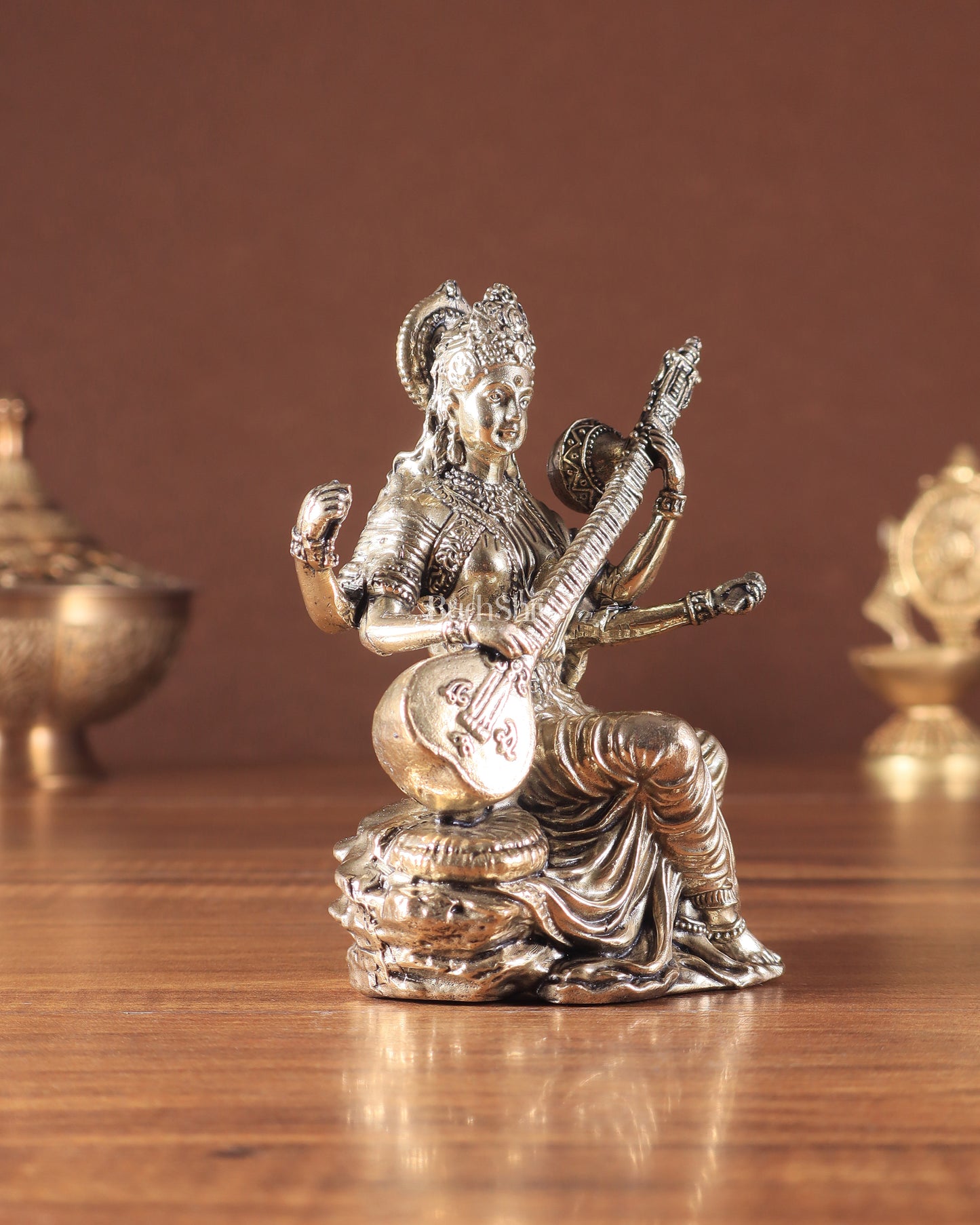 Brass Superfine Goddess Saraswati Idol – Symbol of Wisdom & Knowledge