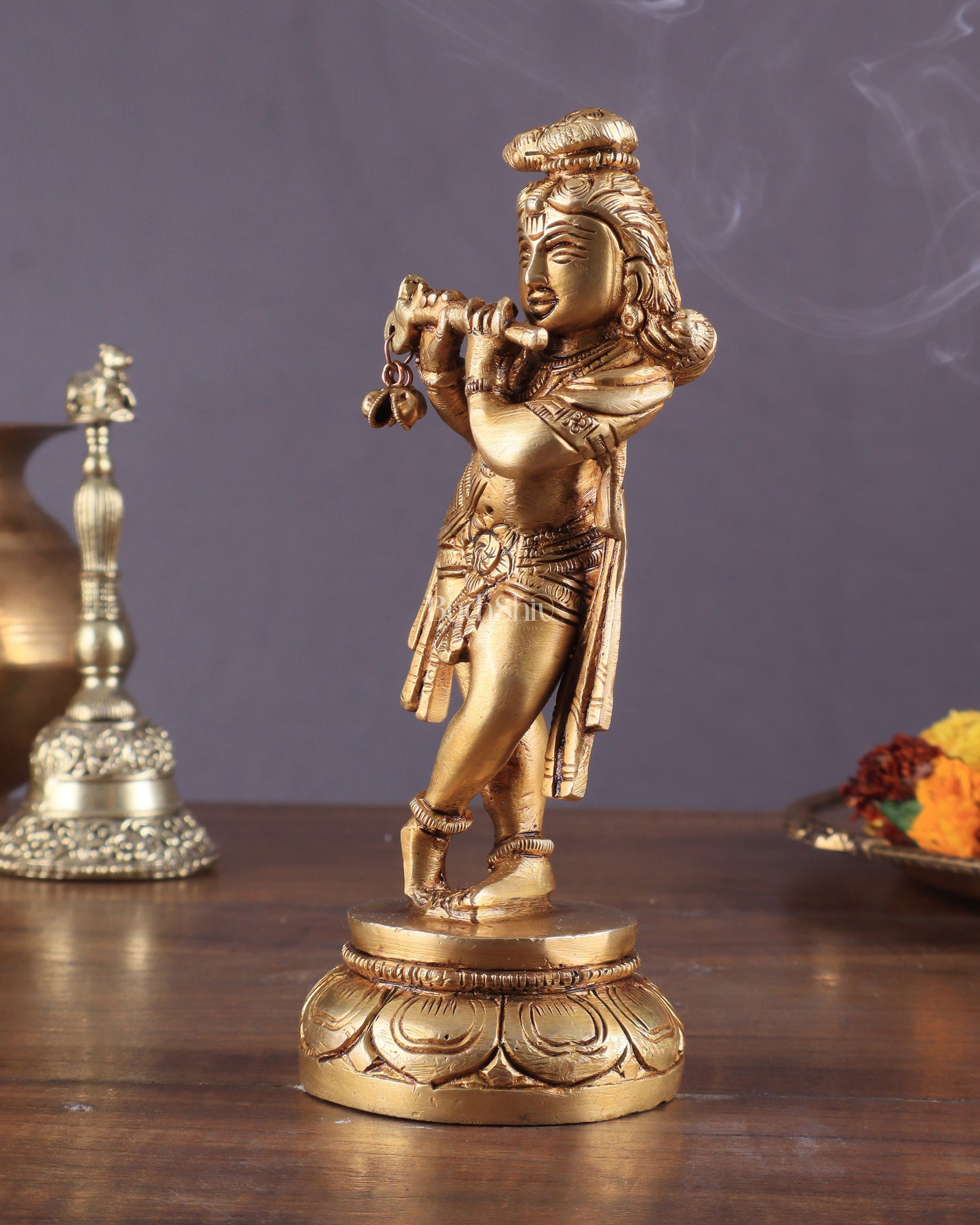 Unique Brass Superfine Lord Krishna Statue 6.5"