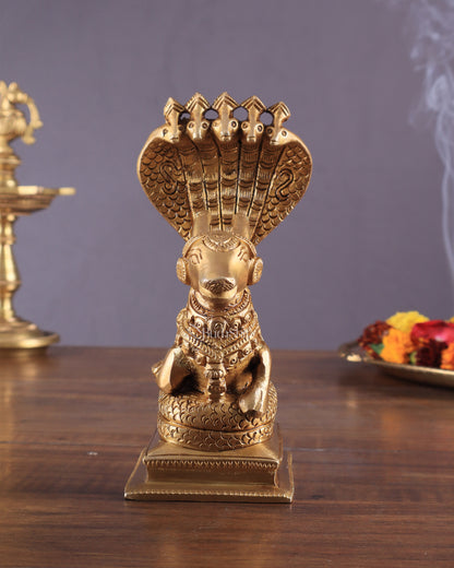 Brass Superfine Nandi with Vasuki Naag Idol 6"