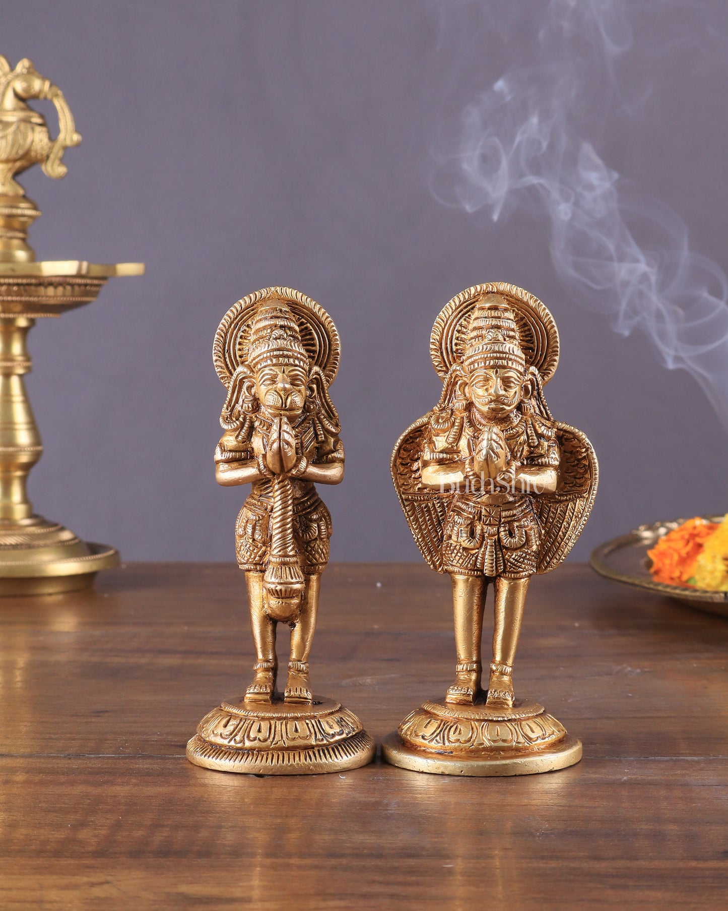 Brass Garuda and Hanuman Pair – Divine Statues 4"