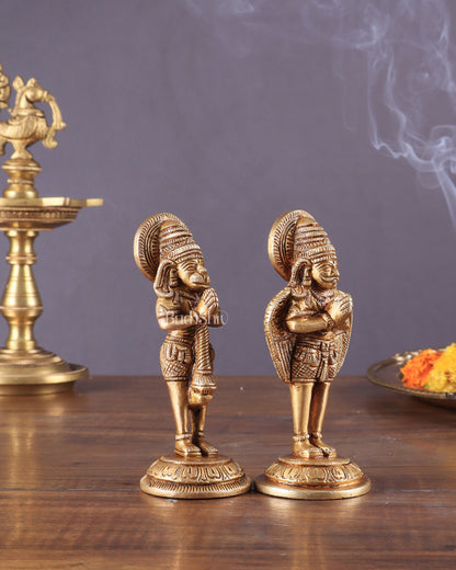 Brass Garuda and Hanuman Pair – Divine Statues 4"