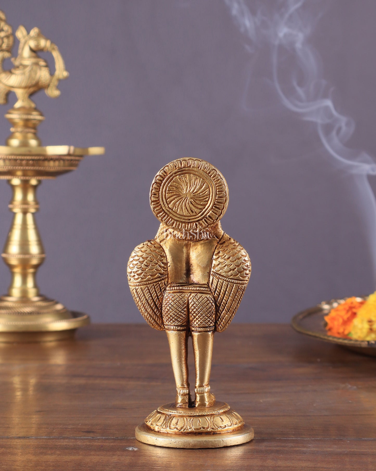 Brass standing Garuda Idol 4 inch anjali mudra