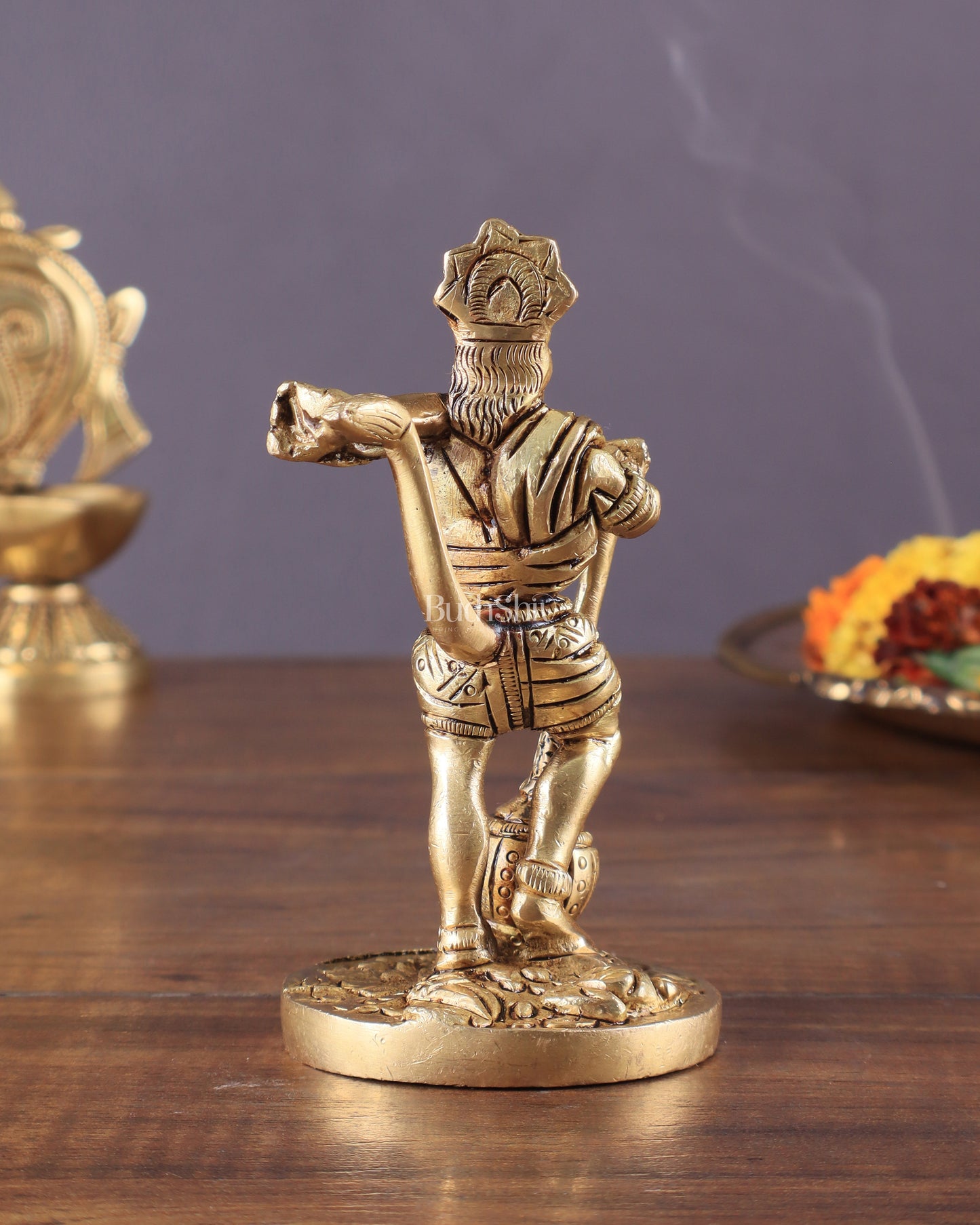 Pure Brass Superfine Standing Powerful Bahubali Hanuman Idol 4"