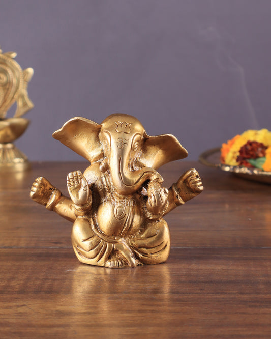 Pure Brass Tiny Appu Ganesha Miniature Idol – 2.2"