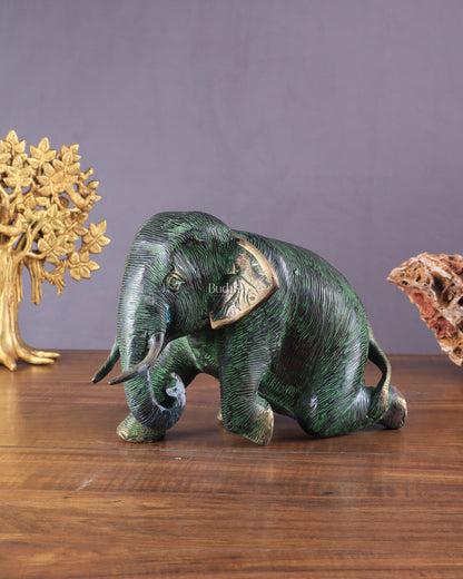 Unique Brass Vintage Baby Elephant Showpiece – 6 Inches Tall