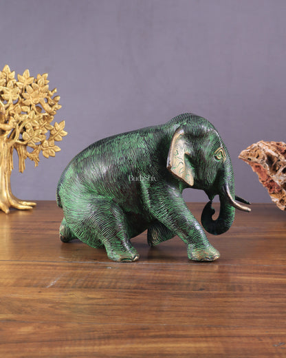 Unique Brass Vintage Baby Elephant Showpiece – 6 Inches Tall