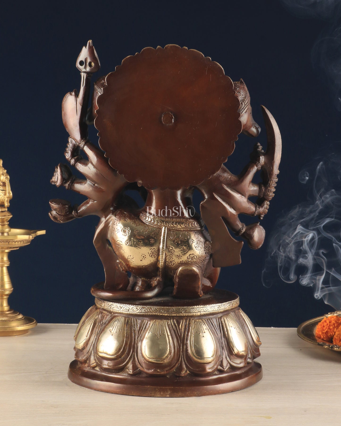 Handcrafted Brass Panchmukhi Hanuman Idol – Dual Tone Chola Finish, 13.5"