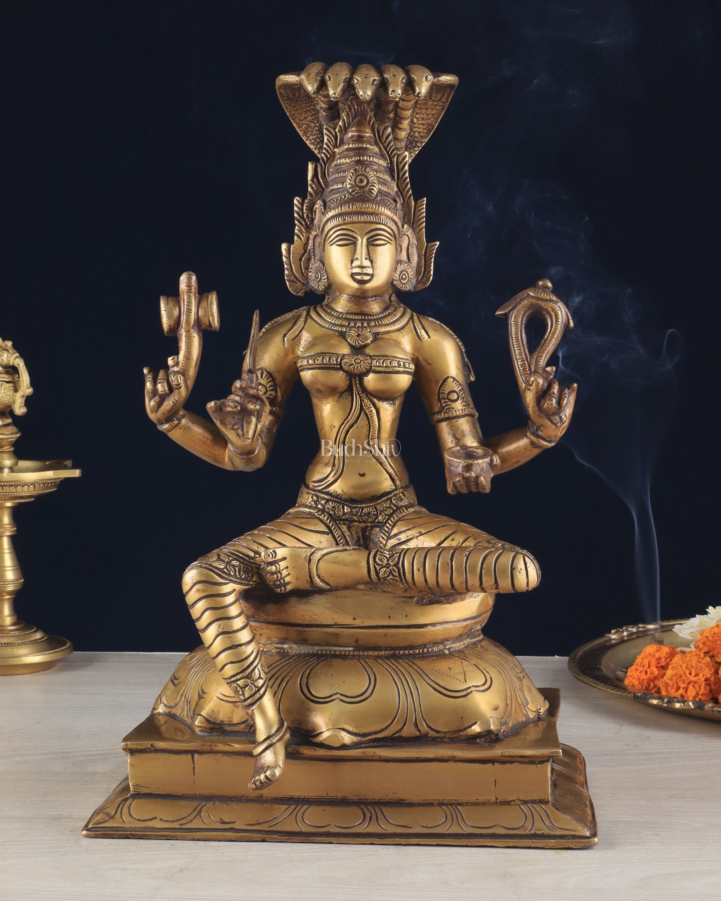 Brass Unique Mariamman Idol – Divine Goddess Statue (12 Inches)