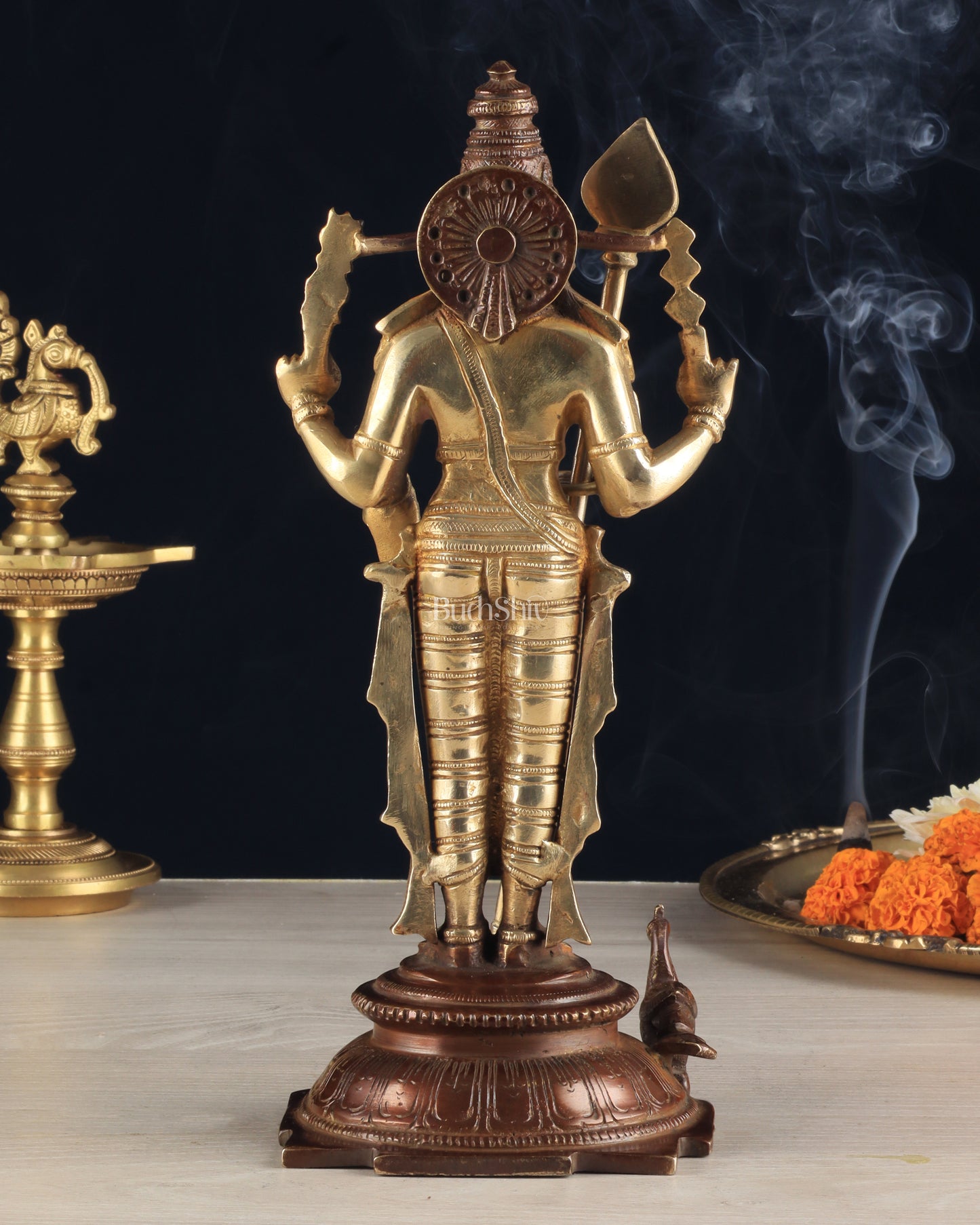 Pure Brass Murugan Swamy Statue - Unique Design 10.5"