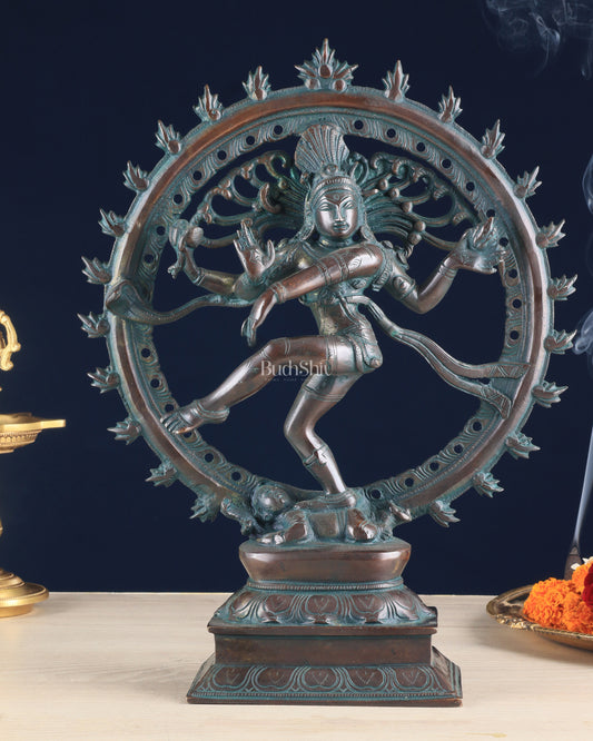 Brass Nataraja Statue - 13" Height vintage bronze tone