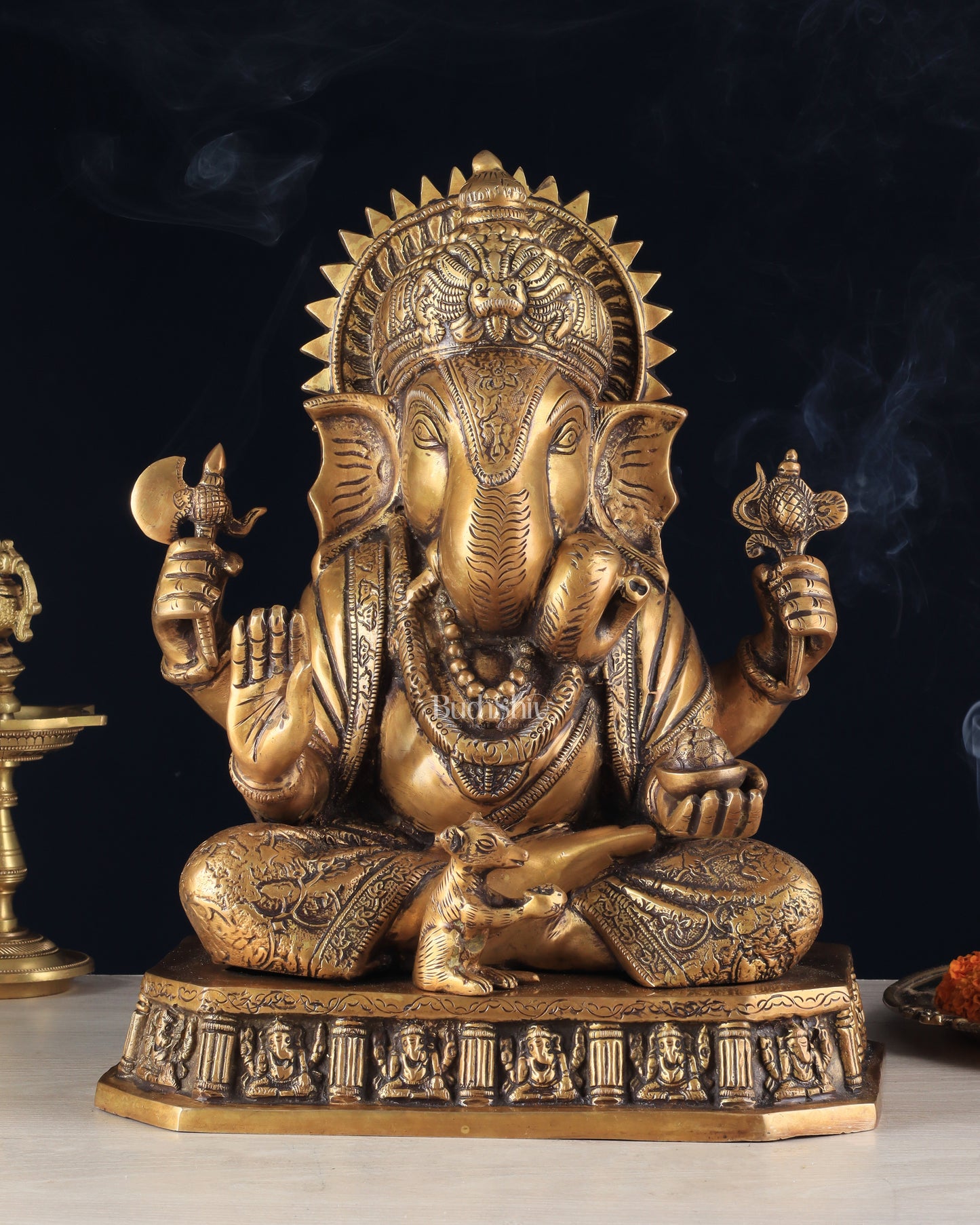 Brass Dagduseth Ganapati Statue – Divine Ganesh Idol (13.5 Inches)