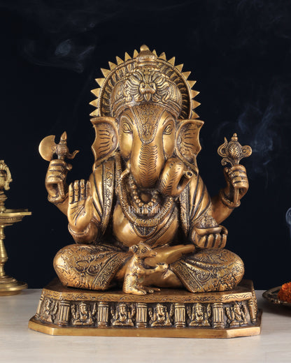 Brass Dagduseth Ganapati Statue – Divine Ganesh Idol (13.5 Inches)