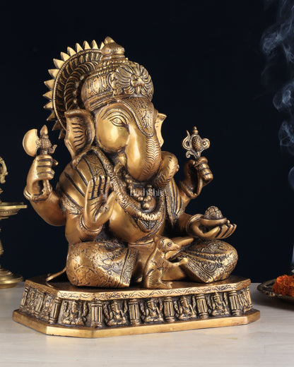 Brass Dagduseth Ganapati Statue – Divine Ganesh Idol (13.5 Inches)