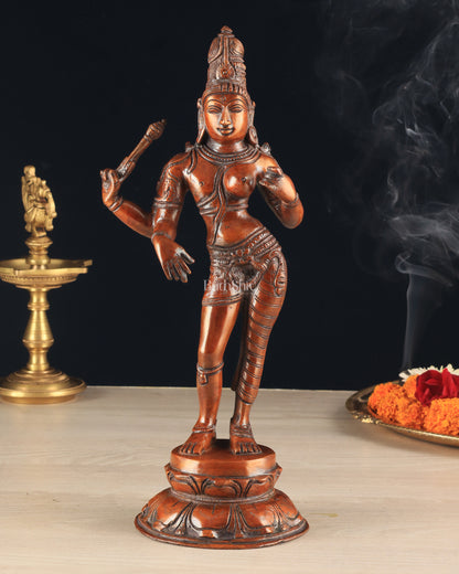 Pure Brass Ardhanarishwara Vintage dark red - 12.5 Inch