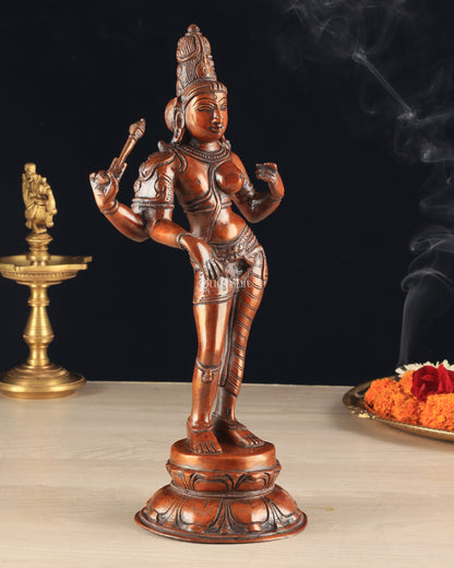 Pure Brass Ardhanarishwara Vintage dark red - 12.5 Inch