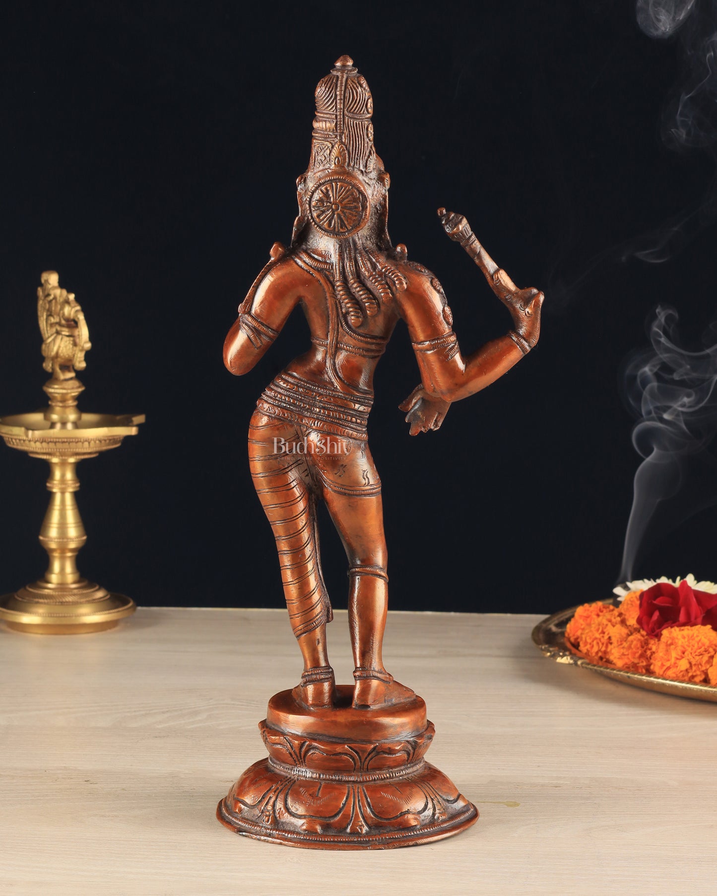 Pure Brass Ardhanarishwara Vintage dark red - 12.5 Inch