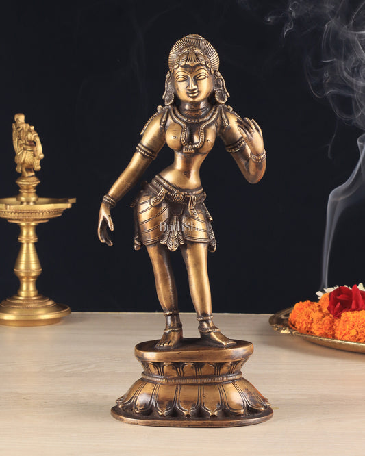 Traditional Brass Apsara Sculpture | 11 Inches | Elegant Design