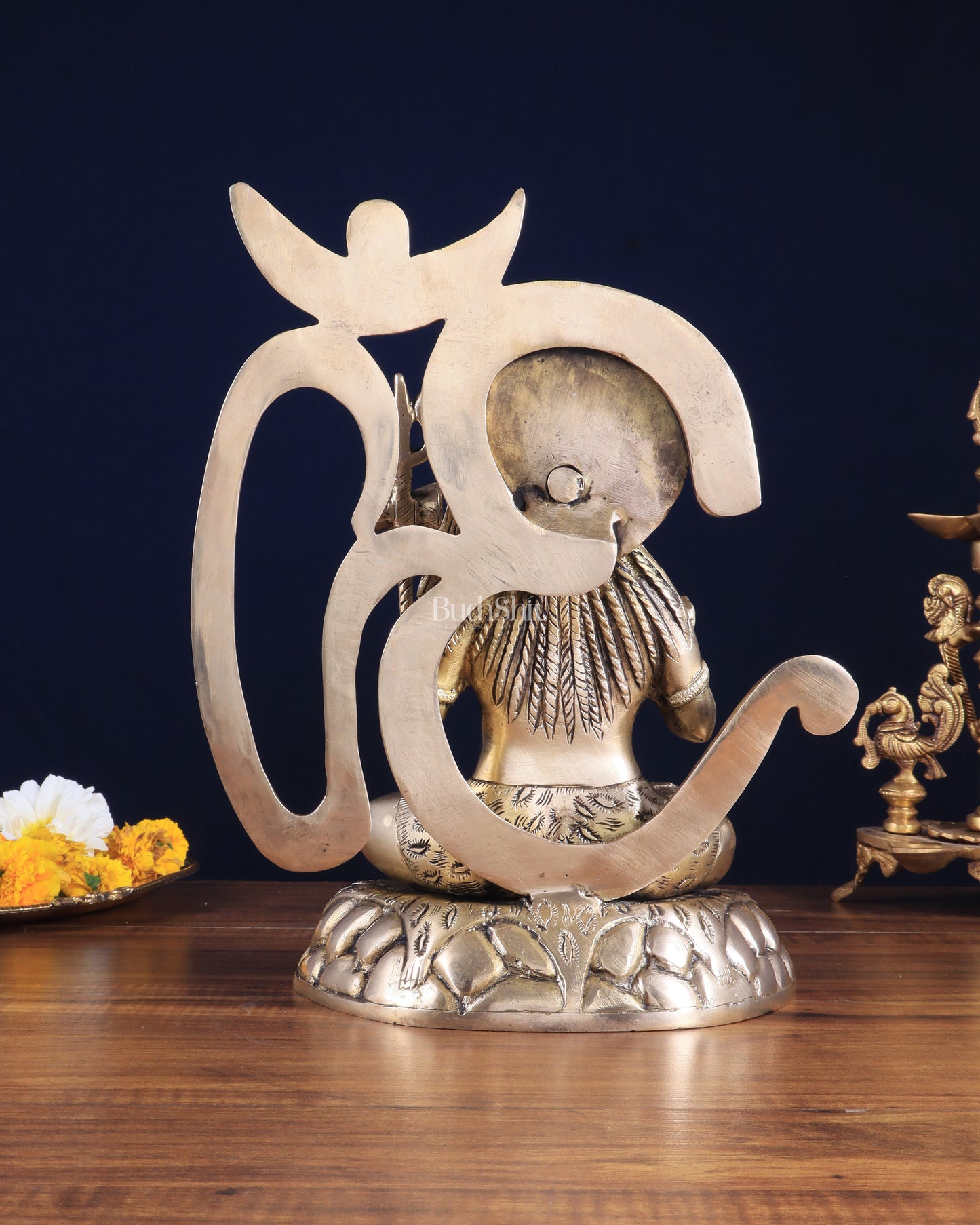 Pure Brass Lord Shiva Statue with Om Aura – 11.5" x 9.5" x 5.5"