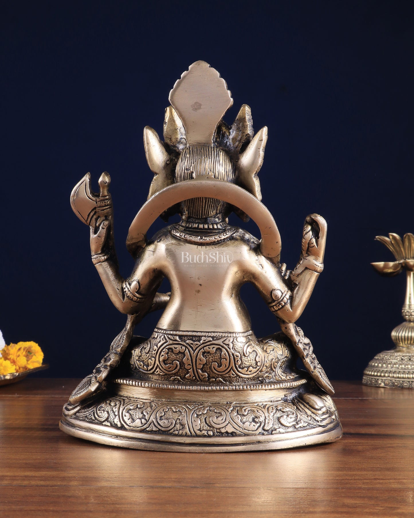 Brass Nepalese Style Ganesha Statue – 8" x 6.5" x 5.5" | Traditional Artistic Idol