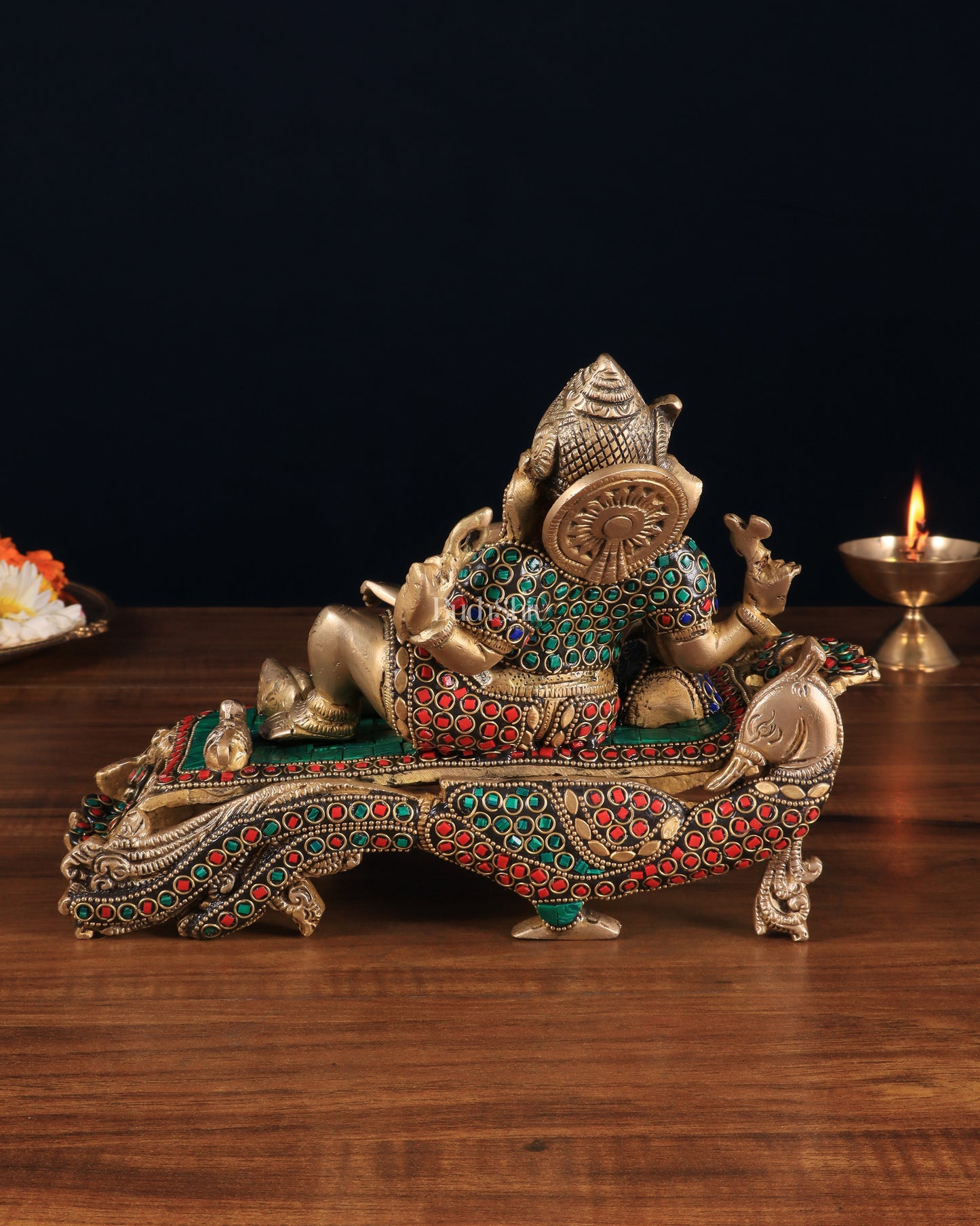 Handcrafted Brass Ganesha Statue on Peacock Throne statue