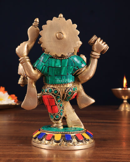 Brass Dancing Ganesha Idol | 6" Height | Meenakari