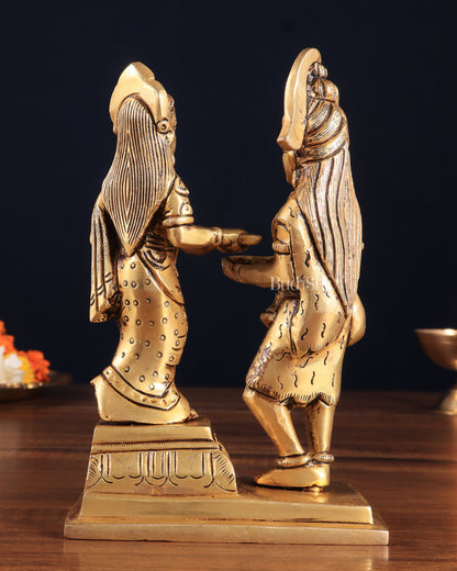 Pure Brass Lord Shiva with Annapurna Devi – 5.5" x 3.5" x 1.4" | Auspicious for Kitchen & Pooja Room