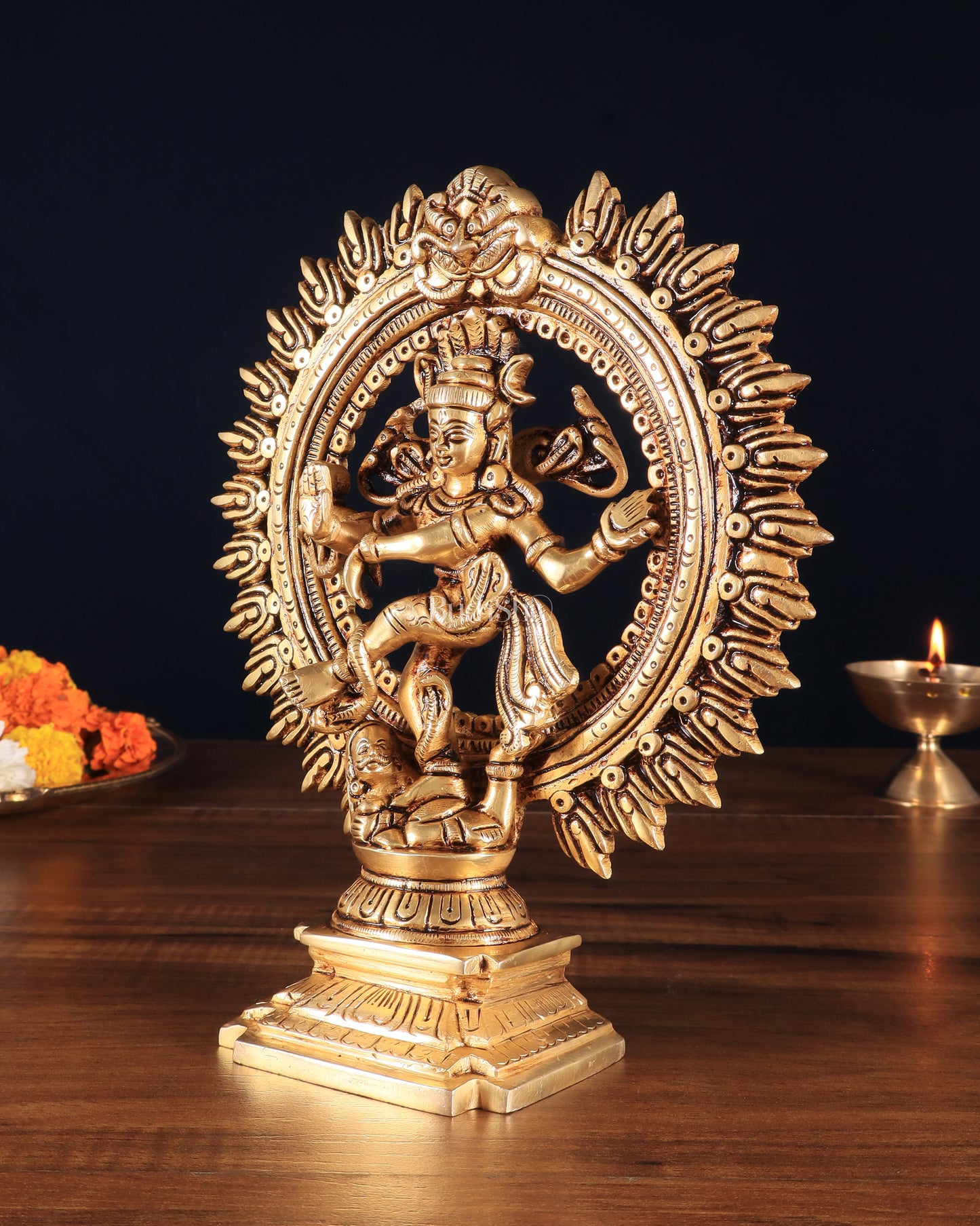 Brass Dancing Shiva Nataraja Statue – 9" x 7.5" x 2.5" | God of Dance