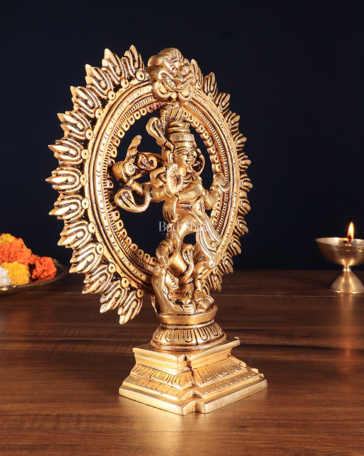 Brass Dancing Shiva Nataraja Statue – 9" x 7.5" x 2.5" | God of Dance