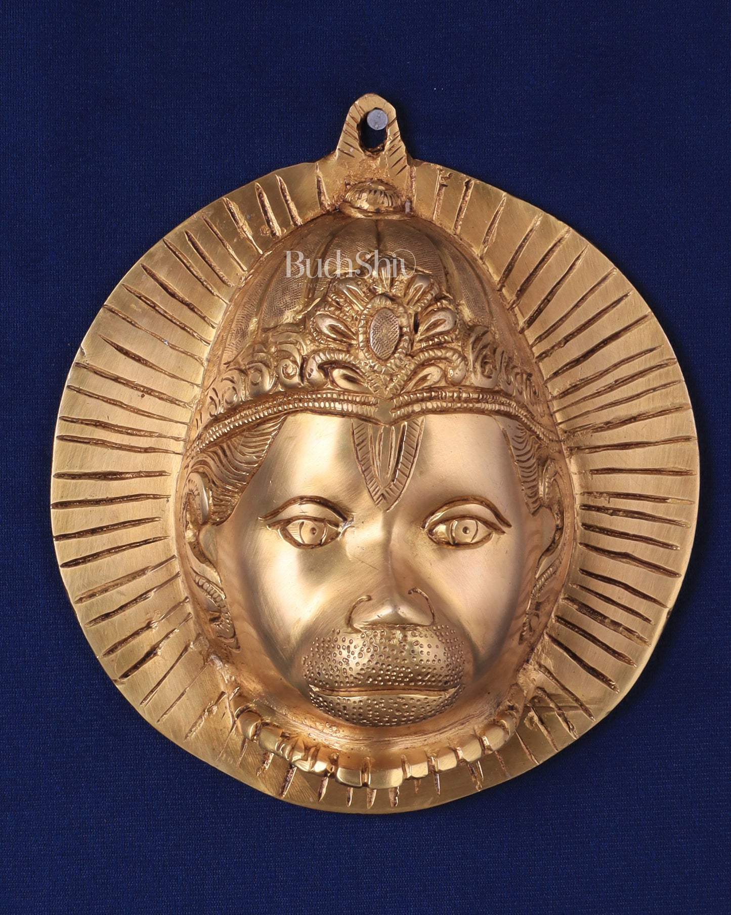 Auspicious pure brass Lord Hanuman face wall hanging 7"