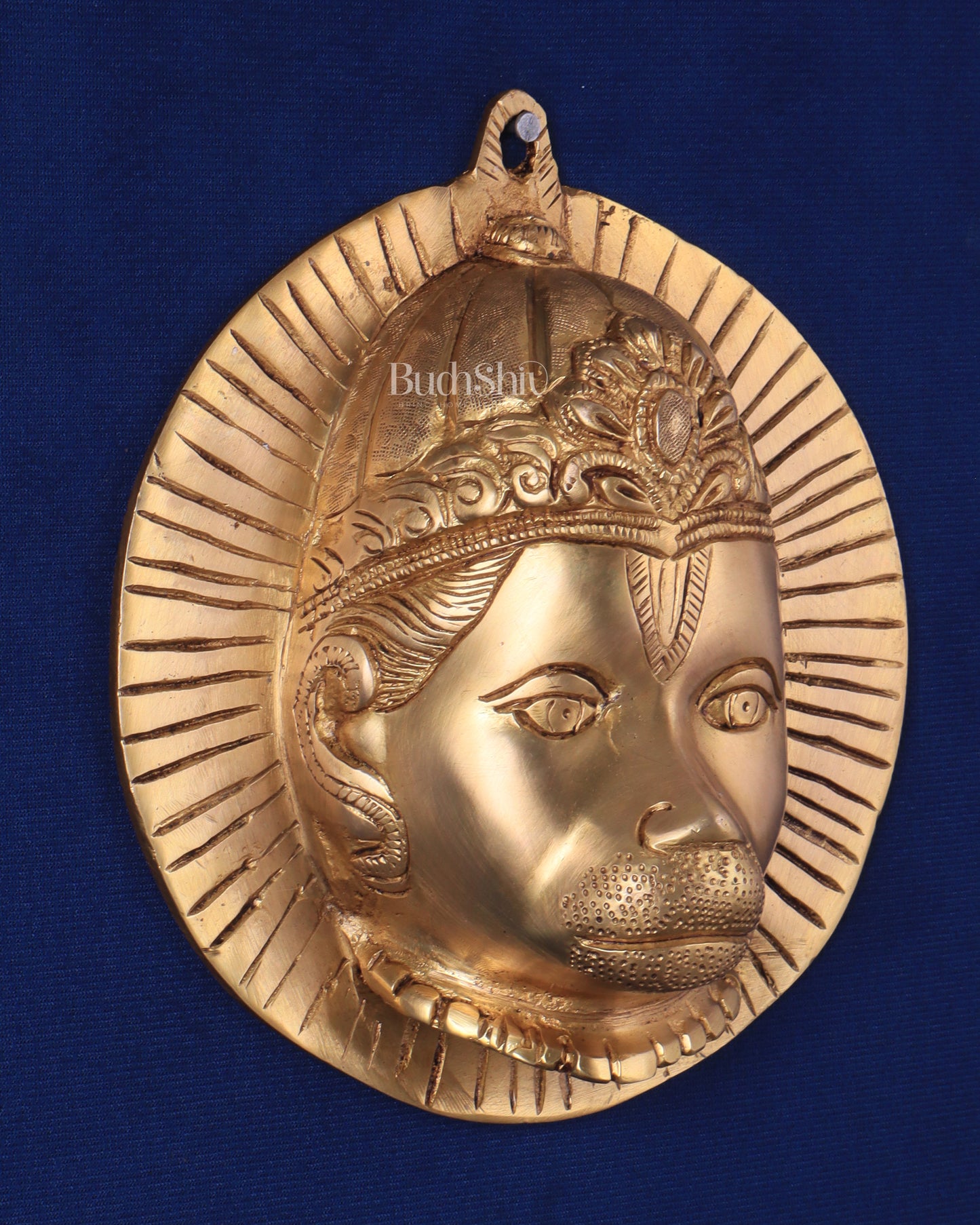 Auspicious pure brass Lord Hanuman face wall hanging 7"