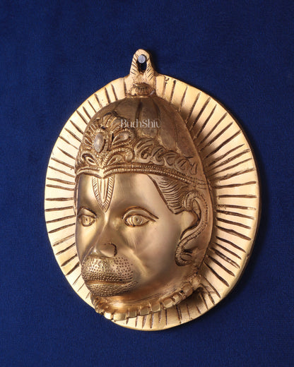 Auspicious pure brass Lord Hanuman face wall hanging 7"