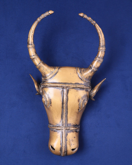 Vintage Brass Bull Face Wall Hanging – Superfine Decorative Piece