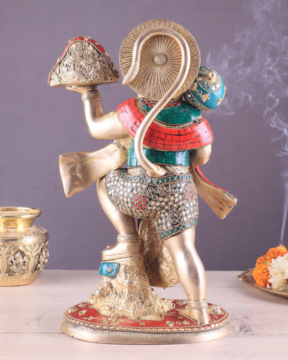 Pure Brass Sanjeevani Hanuman Idol – Large Size 15"