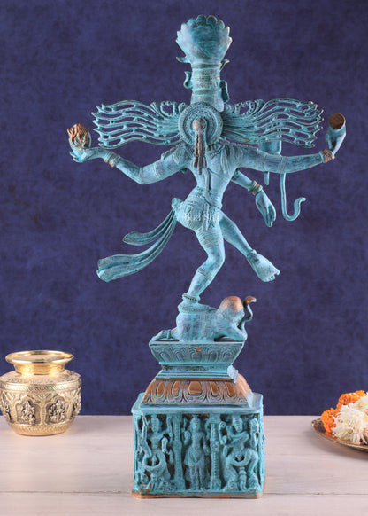 Vintage Brass Dancing Shiva Nataraja Sculpture – 21 Inch Patina Finish