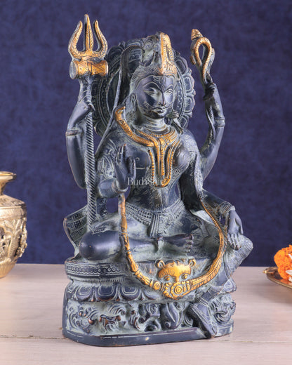 Brass Ardhanarishwara Statue - Lord Shiva and Goddess Parvati Sculpture - 9.5 inch vintage