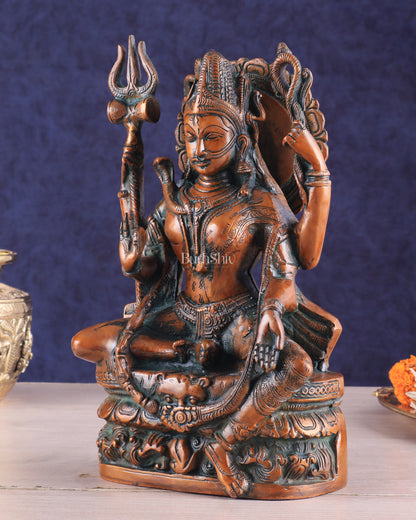 Brass Ardhanarishwara Statue - Lord Shiva and Goddess Parvati Sculpture - 9.5 inch Antique brown