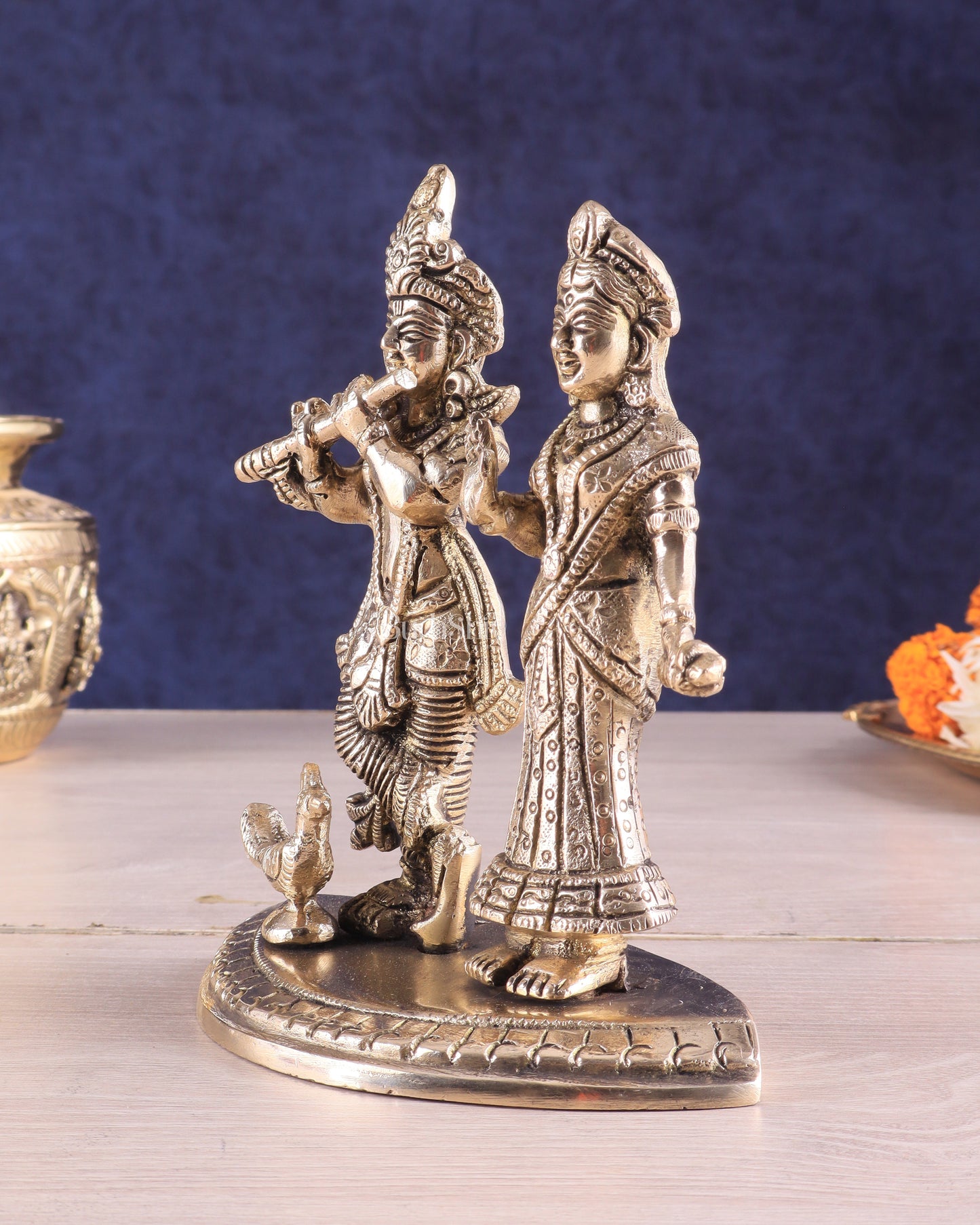 Pure Brass Radha Krishna Idol – 7 Inch | Divine Love Sculpture