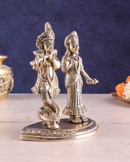 Pure Brass Radha Krishna Idol – 7 Inch | Divine Love Sculpture